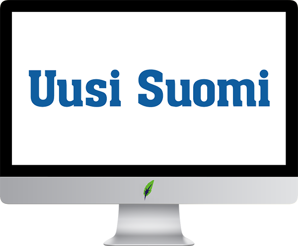 Computerscherm met logo Finstalig online newsportal - Uusisuomi.fi - in kleur op transparante achtergrond - 600 * 496 pixels